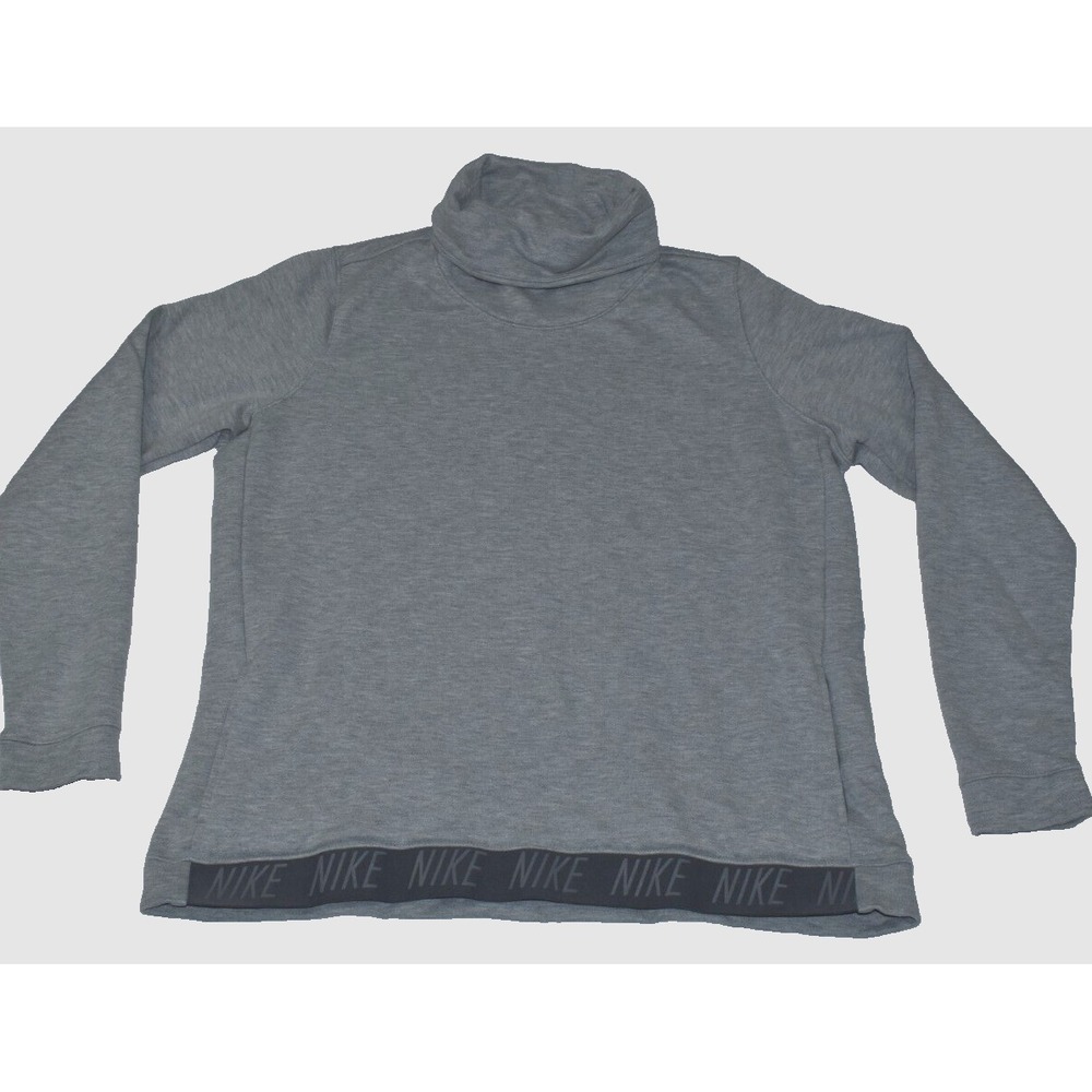 Nike Dri-Fit Women's Sweatshirt Size XL Gray Cowl Neck Funnel Loose Swoosh
